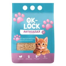 Ok-Lock / Наполнитель Ок-Лок натуральный растительный комкующийся для котят Антизапах