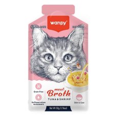 Wanpy Meat Broth / Влажный корм Ванпи для кошек Бульон с Тунцом и креветкой (цена за упаковку)
