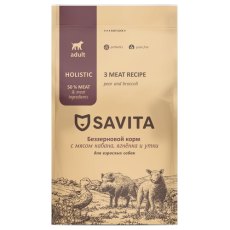 Savita 3 Meat Recipe / Сухой Беззерновой корм Савита для взрослых собак с Кабаном, ягненком и уткой