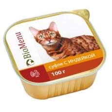 BioMenu Корм влажный для кошек суфле с Индейкой (цена за упаковку)