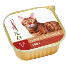 BioMenu Корм влажный для кошек суфле с Телятиной (цена за упаковку)