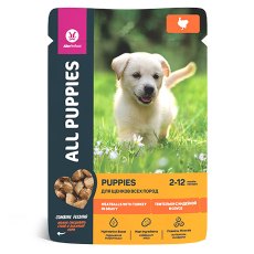 All Puppies / Паучи Ол Паппис для Щенков Тефтельки с Индейкой в соусе (цена за упаковку)