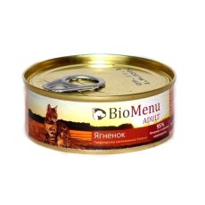 BioMenu Adult Консервы для Кошек мясной паштет с Ягненком