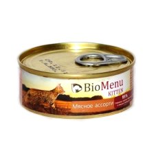 BioMenu Kitten Консервы для Котят паштет Мясное ассорти