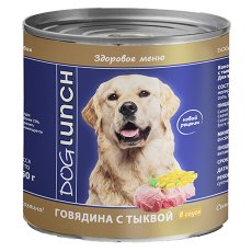 Dog Lunch / Консервы ДогЛанч для взрослых собак Говядина с тыквой в соусе для собак (цена за упаковку)