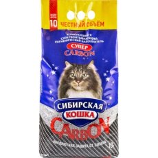 Сибирская Кошка / Наполнитель для кошачьего туалета Супер Комкующийся Карбон