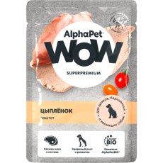 AlphaPet Wow Superpremium / Влажный корм АльфаПет для щенков, беременных и кормящих собак Цыплёнок паштет (цена за упаковку)