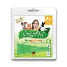 Green Fort Neo Biospot-on / БиоКапли Грин Форт Нео от Блох Клещей и Комаров для Кошек Кроликов и Собак до 10кг