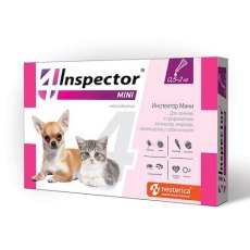 Inspector Мини / Капли Инспектор от Внешних и Внутренних паразитов для кошек и собак весом от 0,5 до 2 кг