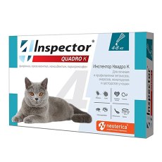 Inspector Quadro К / Капли Инспектор от Внешних и Внутренних паразитов для кошек весом от 4 до 8 кг