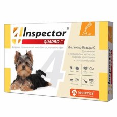 Inspector Quadro С / Капли Инспектор от Внешних и Внутренних паразитов для собак весом от 1 до 4 кг