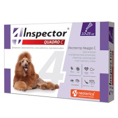 Inspector Quadro С / Капли Инспектор от Внешних и Внутренних паразитов для собак весом от 10 до 25 кг