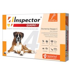Inspector Quadro С / Капли Инспектор от Внешних и Внутренних паразитов для собак весом от 25 до 40 кг