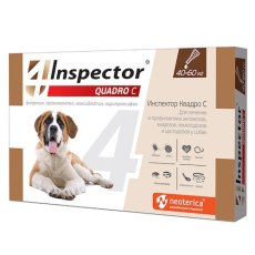 Inspector Quadro С / Капли Инспектор от Внешних и Внутренних паразитов для собак весом от 40 до 60 кг