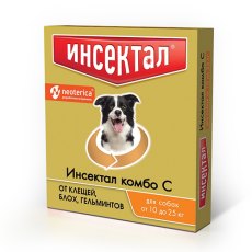 Инсектал комбо С / Капли от Клещей, Блох и Гельминтов для собак весом 10 - 25 кг