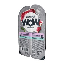 AlphaPet Wow Superpremium / Влажный корм Ламистеры АльфаПет для кошек  с Чувствительным пищеварением Утка с потрошками (цена за упаковку)