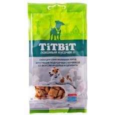 Titbit / Лакомство Титбит для собак для Мелких пород Хрустящие подушечки с начинкой со вкусом Индейки и Шпината