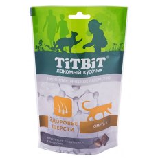 Titbit Хрустящие подушечки / Лакомство Титбит для кошек для Здоровья шерсти с Лососем