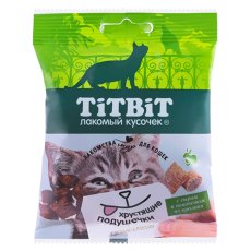 Titbit Хрустящие подушечки / Лакомство Титбит для кошек с сыром и паштетом из Кролика