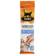 Titbit Лакомый кусочек / Лакомство Титбит для кошек Крем-суп с кусочками Лосося (цена за упаковку)