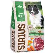 Sirius / Сухой корм Сириус для взрослых собак Говядина с овощами