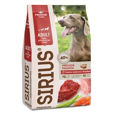Sirius / Сухой корм Сириус для взрослых собак Мясной рацион