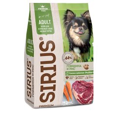 Sirius / Сухой корм Сириус для взрослых собак Малых пород Говядина и рис