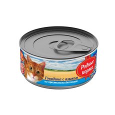Родные Корма / Консервы для кошек Говядина Язык по-Крестьянски (цена за упаковку)