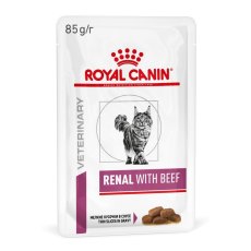 Royal Canin Renal with Beef / Ветеринарный влажный корм (Консервы-Паучи) Роял Канин Ренал для кошек для поддержания функции почек с Говядиной(цена за упаковку)
