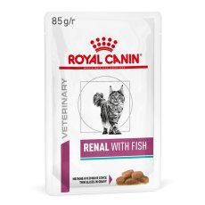 Royal Canin Renal with Fish / Ветеринарный влажный корм (Консервы-Паучи) Роял Канин Ренал для кошек для поддержания функции почек с Рыбой (цена за упаковку)