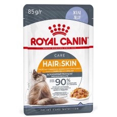 Royal Canin Hair & Skin Care Jelly / Влажный корм (Консервы-Паучи) Роял Канин Хэйр & Скин Кэа для кошек Здоровая кожа и шерсть в Желе (цена за упаковку)