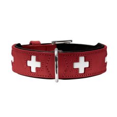 Hunter Swiss / Ошейник Хантер для собак кожа Красно-черный