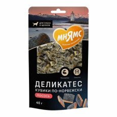 Мнямс Лакомство Деликатес для собак из лосося Кубики по-норвежски