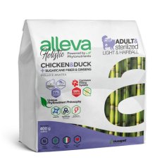 Alleva Holistic Neutered Adult Chicken Duck & Sugarcane fiber Ginseng / Сухой корм Аллева для Стерилизованных кошек и кастрированных котов Курица Утка волокна Сахарного тростника Женьшень