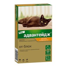 Elanco Адвантейдж 40К / Капли на холку от Блох для кошек весом до 4 кг