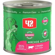 Четвероногий Гурман Мясное ассорти / Консервы для собак с Языком (цена за упаковку)