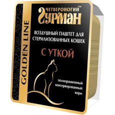 Четвероногий Гурман Golden Line / Влажный корм Золотая линия для стерилизованных кошек Паштет с уткой (цена за упаковку)