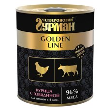 Четвероногий Гурман Golden Line / Консервы Золотая линия для Щенков Курица с Говядиной в желе (цена за упаковку)