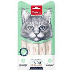 Wanpy Creamy Treat / Лакомство Ванпи для кошек Нежное пюре из Тунца и гребешка