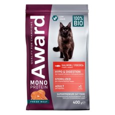 Award Monoprotein / Сухой корм Авард для взрослых Стерилизованных кошек из Лосося с добавлением спаржи и ацеролы