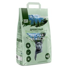 Homecat Лесная свежесть / Древесный наполнитель Хоумкэт для кошачьего туалета Мелкие гранулы