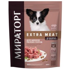 Мираторг Extra Meat / Сухой корм для Щенков Мелких пород в возрасте от 1 до 9 месяцев c нежной Телятиной