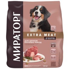 Мираторг Extra Meat / Сухой корм для Щенков Крупных пород в возрасте от 3 до 18 месяцев c нежной Телятиной