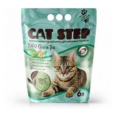 Cat Step Tofu Green Tea / Комкующийся растительный наполнитель Кэт Степ для кошачьего туалета Зеленый чай
