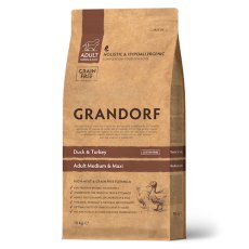 Grandorf Holistic & Hypoallergenic Medium Maxi Duck & Turkey / Сухой корм Грандорф Беззерновой для взрослых собак Средних и Крупных пород Утка Индейка