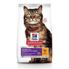 Hills Science Plan Sensitive Stomach & Skin / Сухой корм Хиллс для взрослых кошек с Чувствительным желудком и кожей Курица