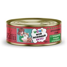 Zillii / Консервы Зилли для взрослых собак с Говядиной, рубцом и печенью (цена за упаковку)