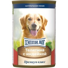 Happy Dog NaturLine / Консервы Хэппи Дог для собак Телятина с индейкой (цена за упаковку, Россия)