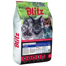 Blitz Sensitive Sterilised Salmon / Сухой корм Блиц для взрослых стерилизованных кошек при Чувствительном пищеварении с Лососем