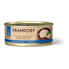 Grandorf Holistic & Hypoallergenic / Консервы Грандорф для кошек Куриная грудка с Сибасом (цена за упаковку)